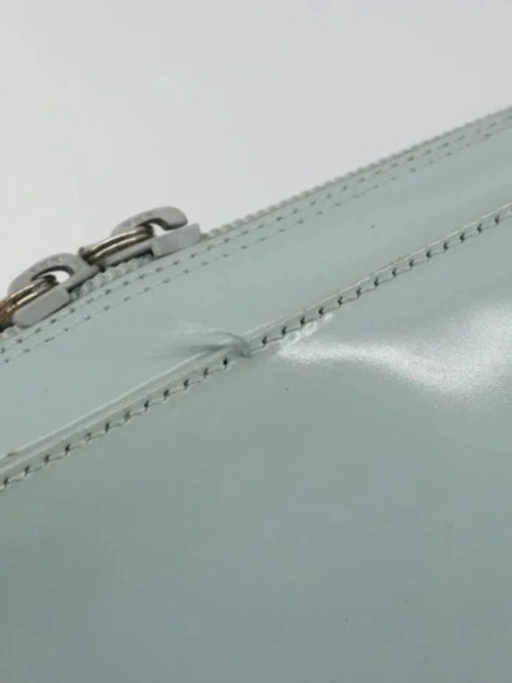 GUCCI Shoulder Bag Patent leather Light Blue Silver Auth ep14972